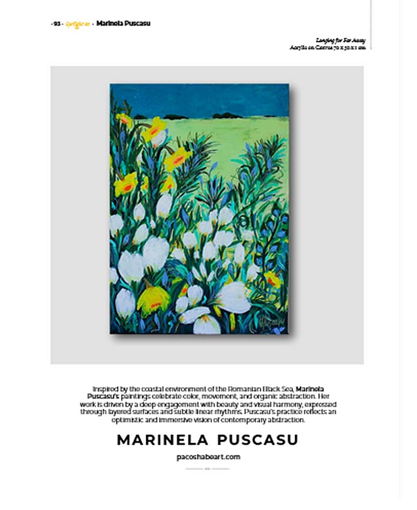 Original Floral Painting published in Spotlight Magazine Contemporary Art Issue 43