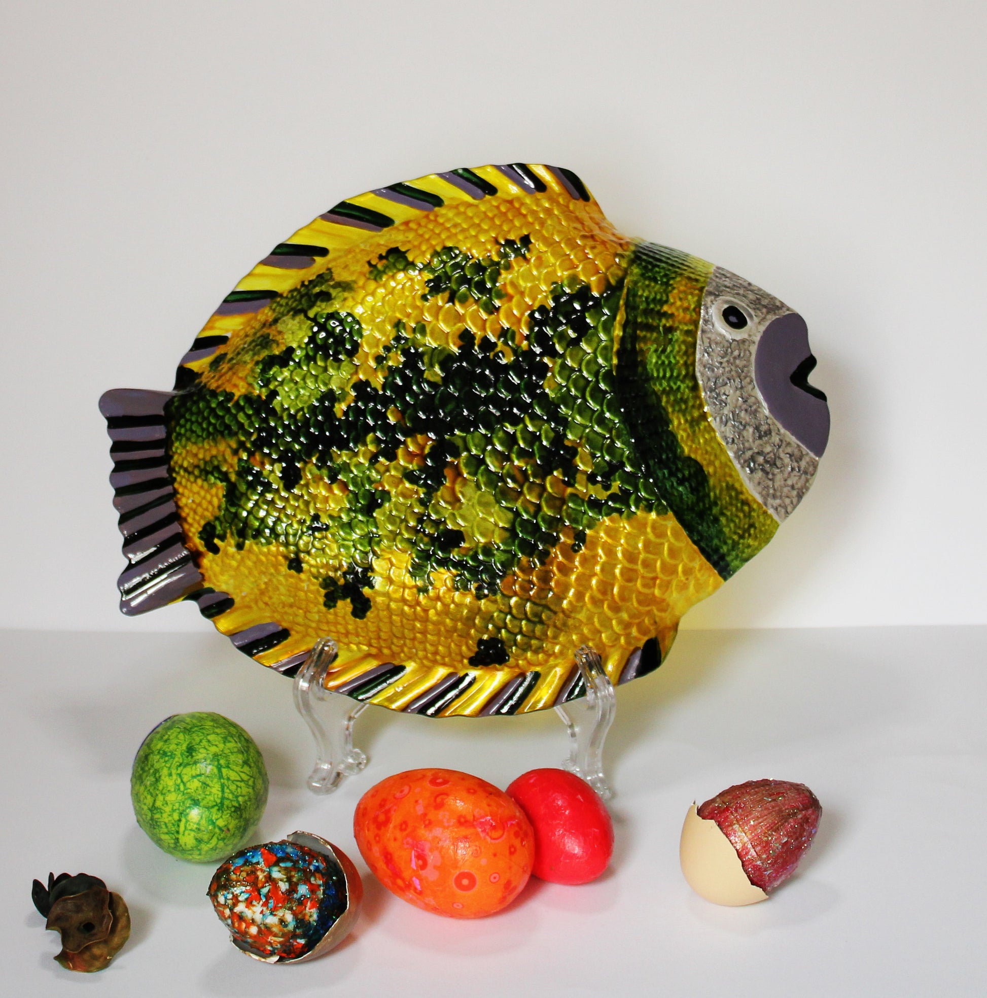 Easter fish plate | Easter glass plate | painted fish plate | entry table decor | painted glass fish | decorative fish plate