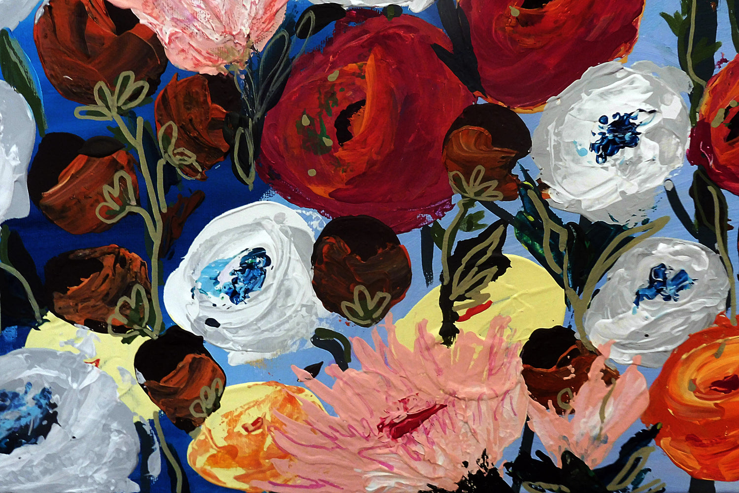 large floral original paintings | original flowers paintings | abstract floral paintings