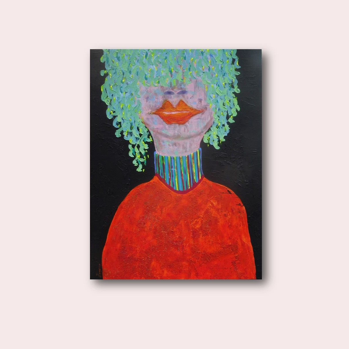 art deco interior paintings | abstract portraits paintings |heavy textured portrait | free shipping