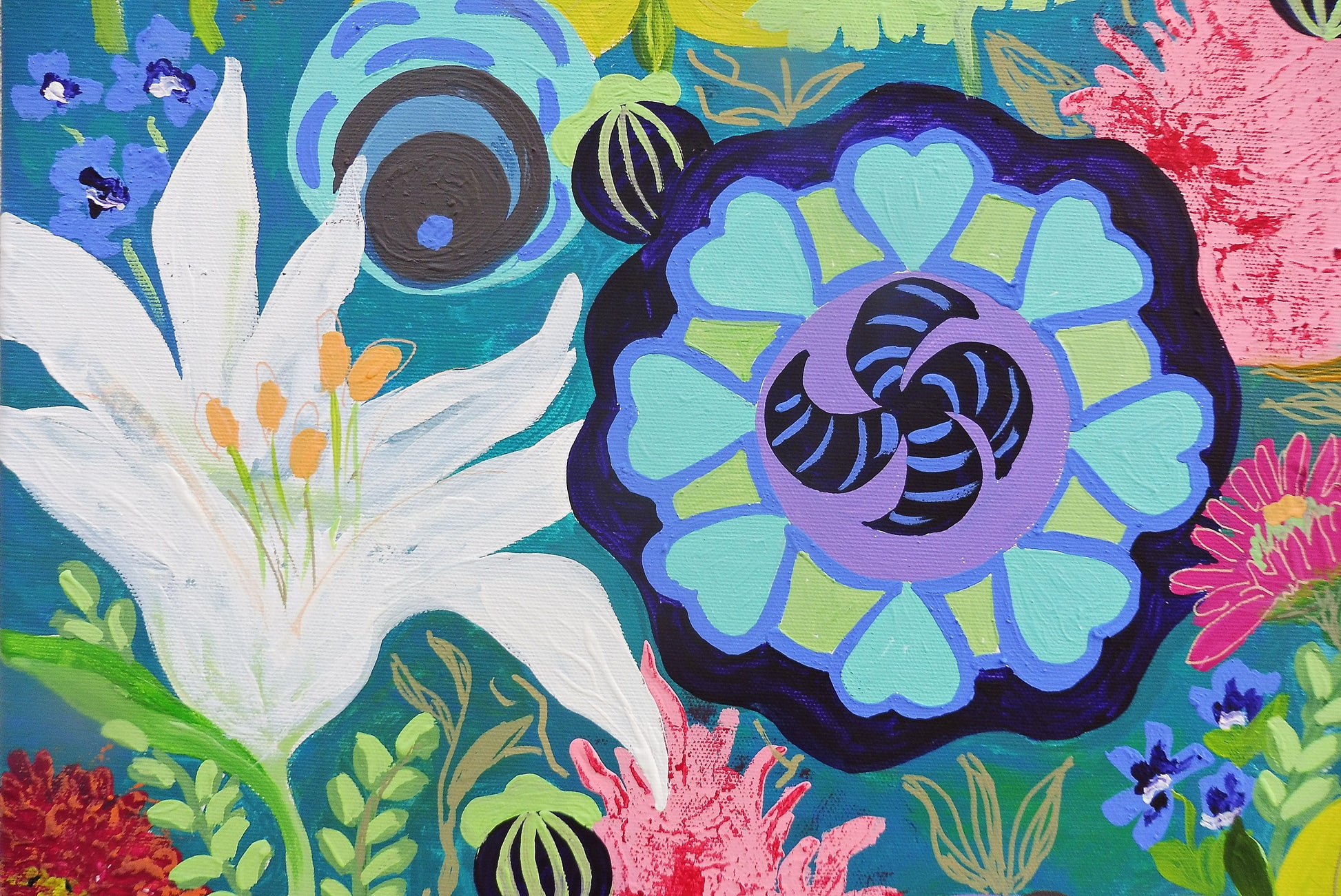 abstract flowers | painting | floral | large | eclectic | art for sale | carnival