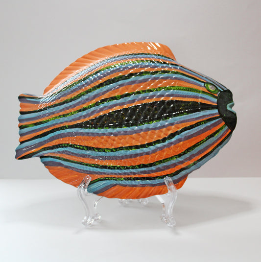 Painted fish plate | Multicolored painted gift | Painted glass fish | Decorative fish plate | Nautical fish decor | Entry table decor 